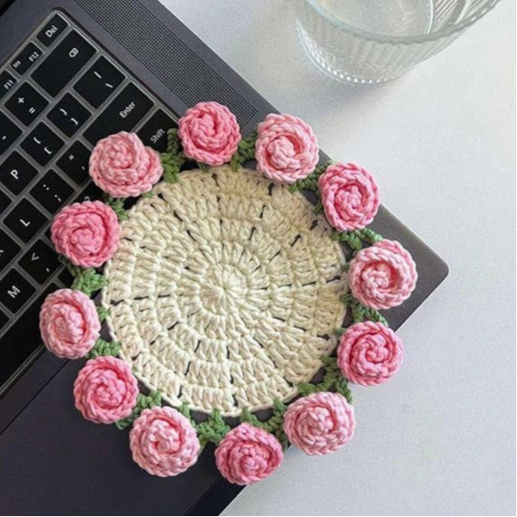 Bloomknits™ Rose Mug Coaster
