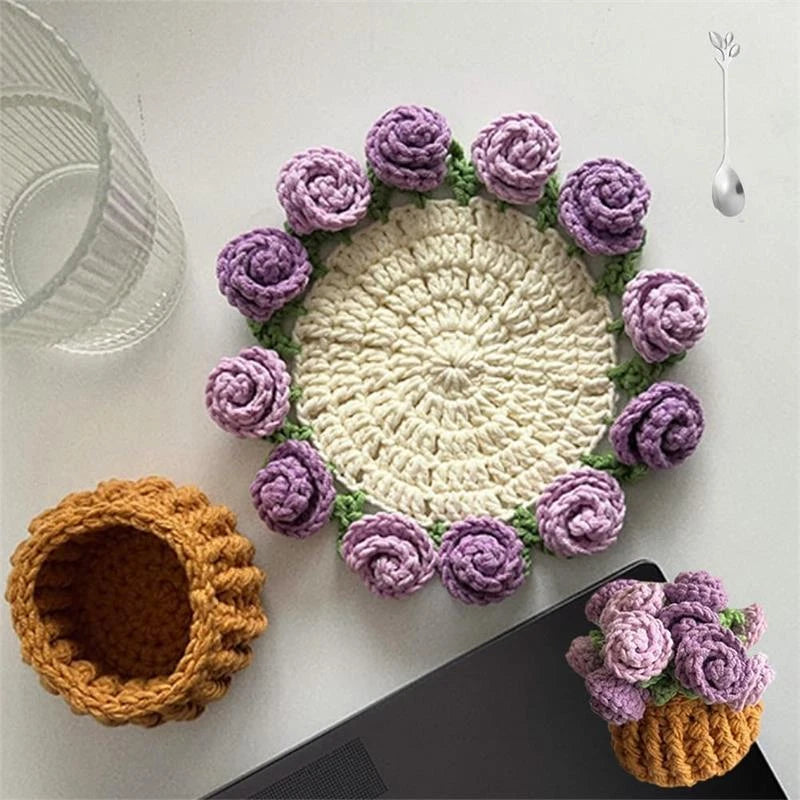 Bloomknits™ Rose Mug Coaster